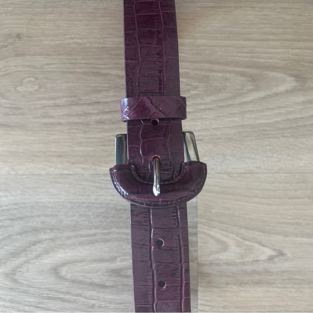 Rachel Comey Deep Burgundy Croc-Embossed Belt size small - Picture 7 of 7